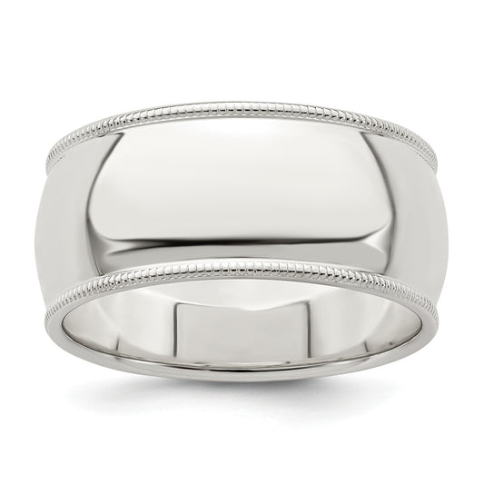 Sterling Silver 9mm Half Round Milgrain Size 5.5 Band