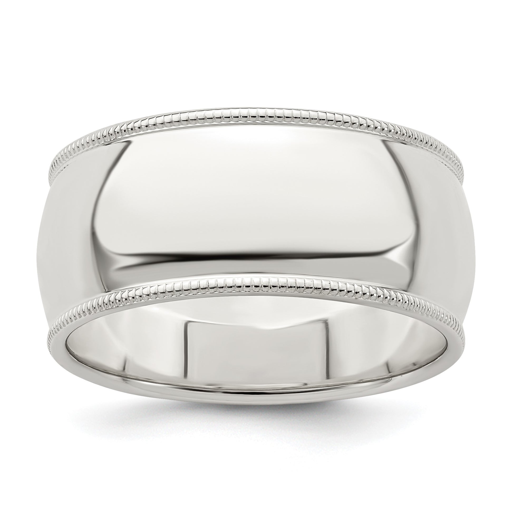 Sterling Silver 9mm Half Round Milgrain Size 4 Band