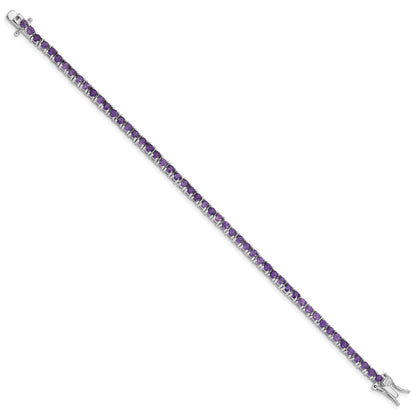 Sterling Silver Rhodium-plated Amethyst Bracelet