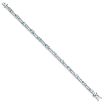 Sterling Silver Rhodium-plated Blue Topaz Bracelet