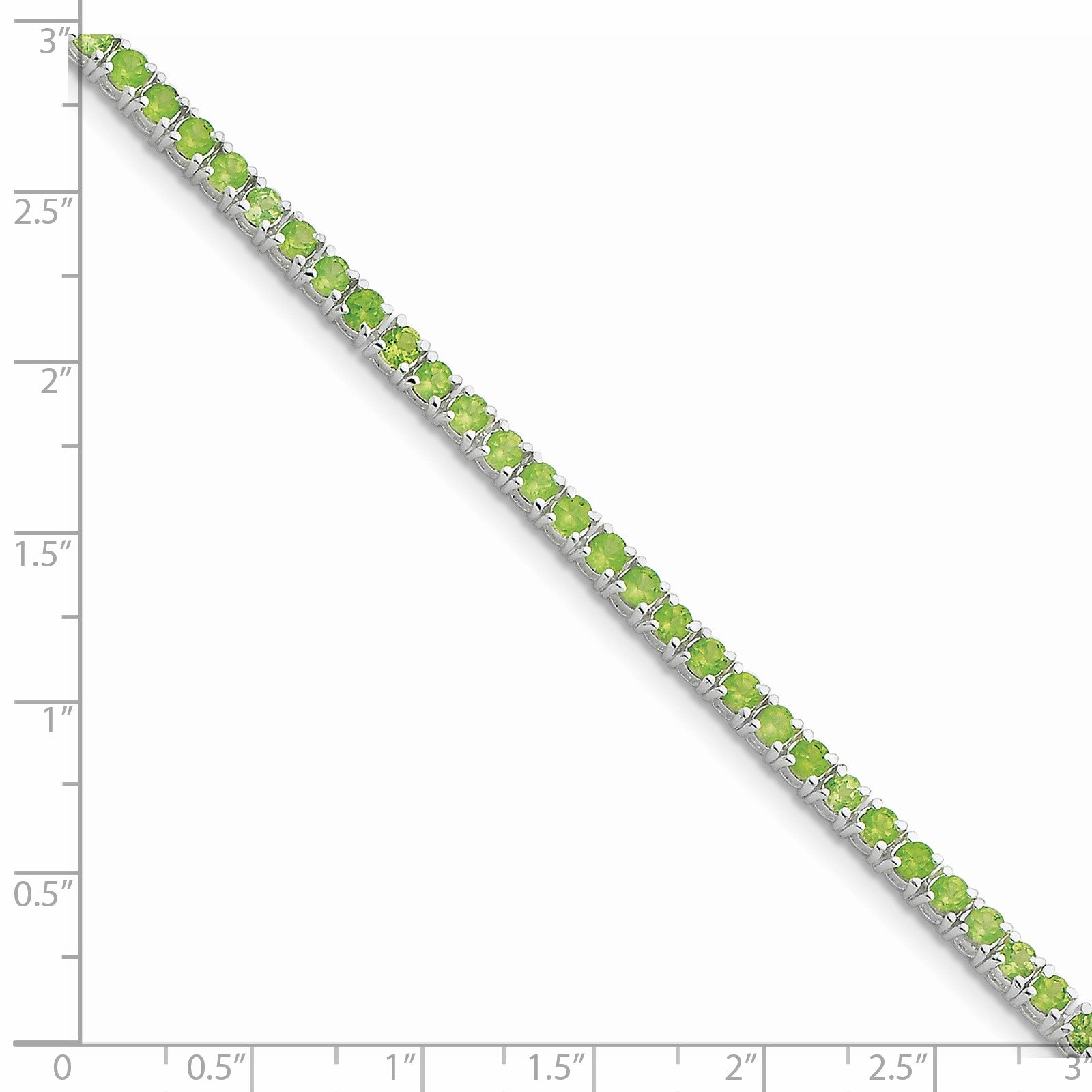 Sterling Silver Rhodium-plated Peridot Bracelet