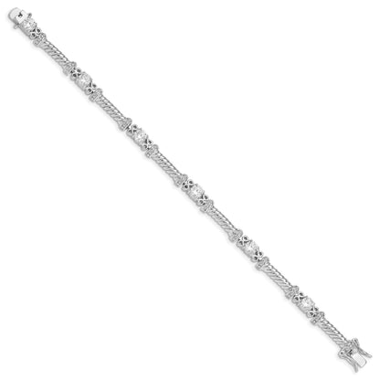 Sterling Silver Rhodium-plated CZ Bracelet