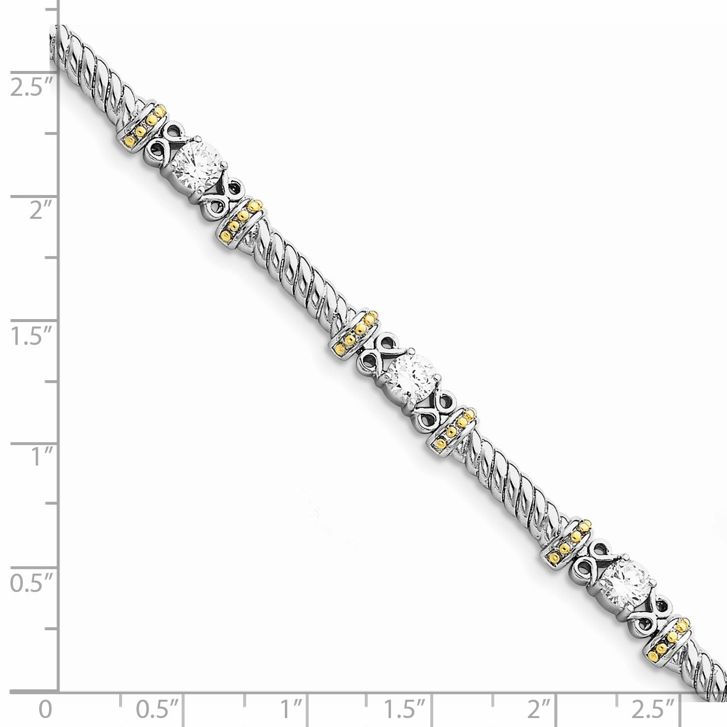 Sterling Silver Rhodium-plated and Vermeil CZ Bracelet