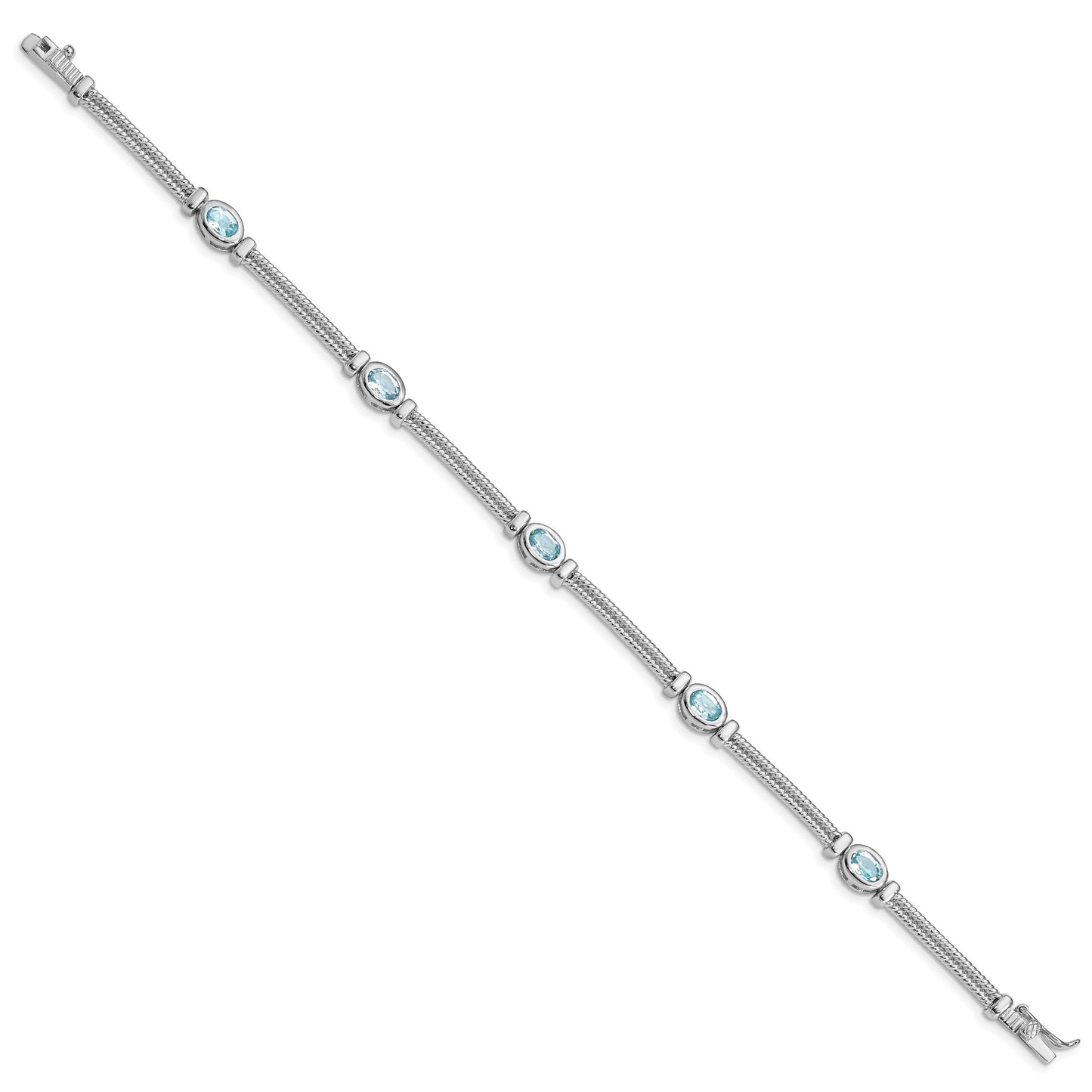 Sterling Silver Rhodium-plated Blue Topaz Bracelet