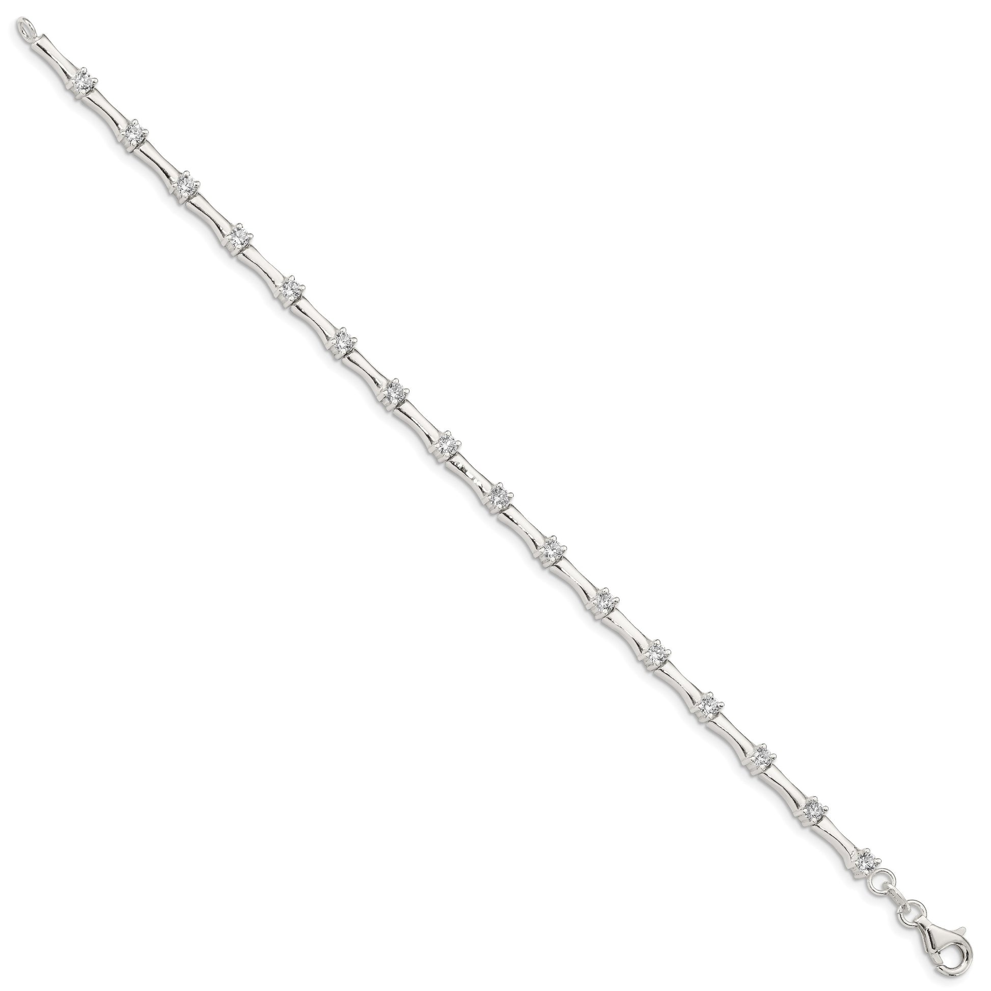 Sterling Silver CZ Fancy Polished Bracelet