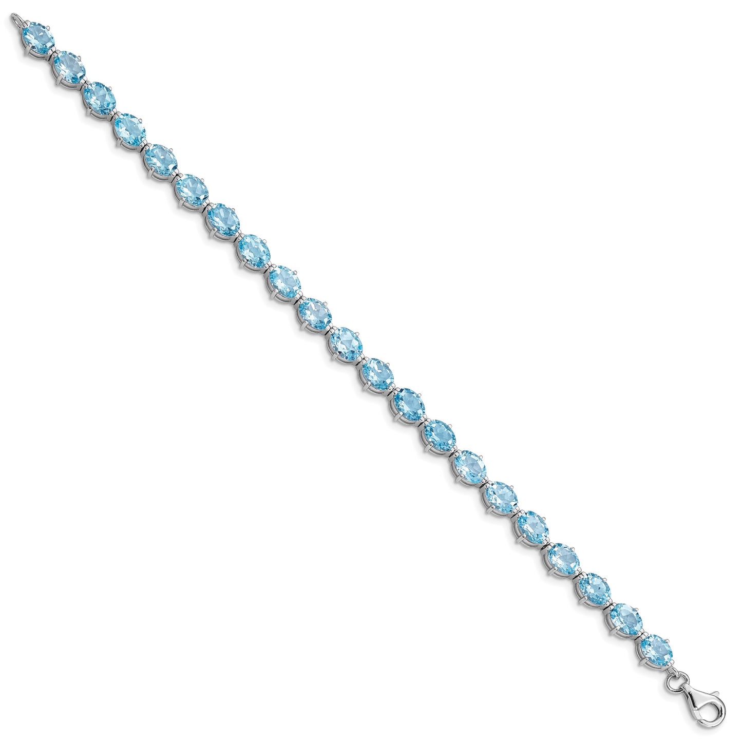 Sterling Silver Rhodium-plated Swiss Blue Topaz Bracelet