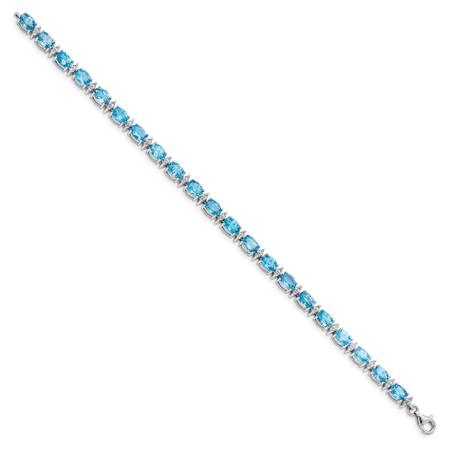 Sterling Silver Rhodium-plated Sky BT & White Topaz Bracelet
