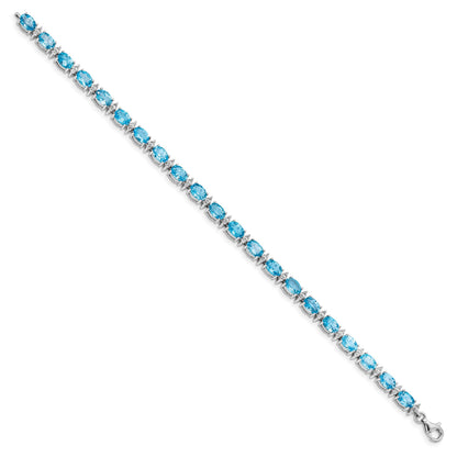 Sterling Silver Rhodium-plated Sky BT & White Topaz Bracelet