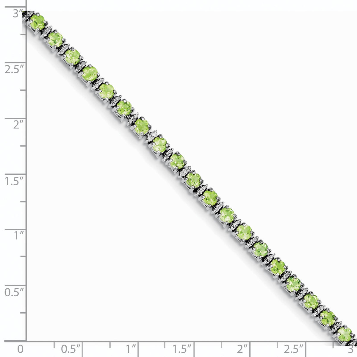 Sterling Silver Rhodium-plated Peridot and Diamond Bracelet