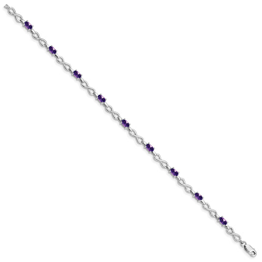 Sterling Silver Rhodium-plated Amethyst Bracelet