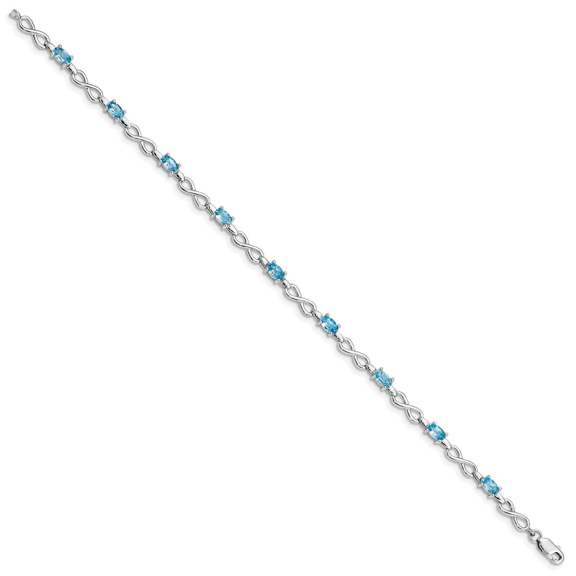 Sterling Silver Rhodium-plated Blue Topaz Bracelet