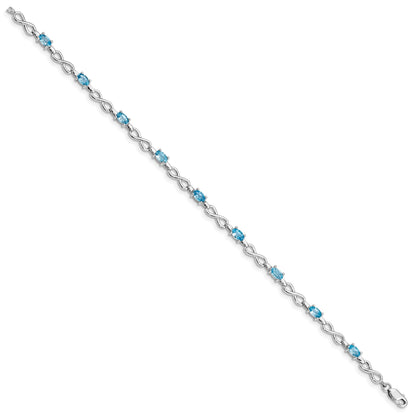 Sterling Silver Rhodium-plated Blue Topaz Bracelet