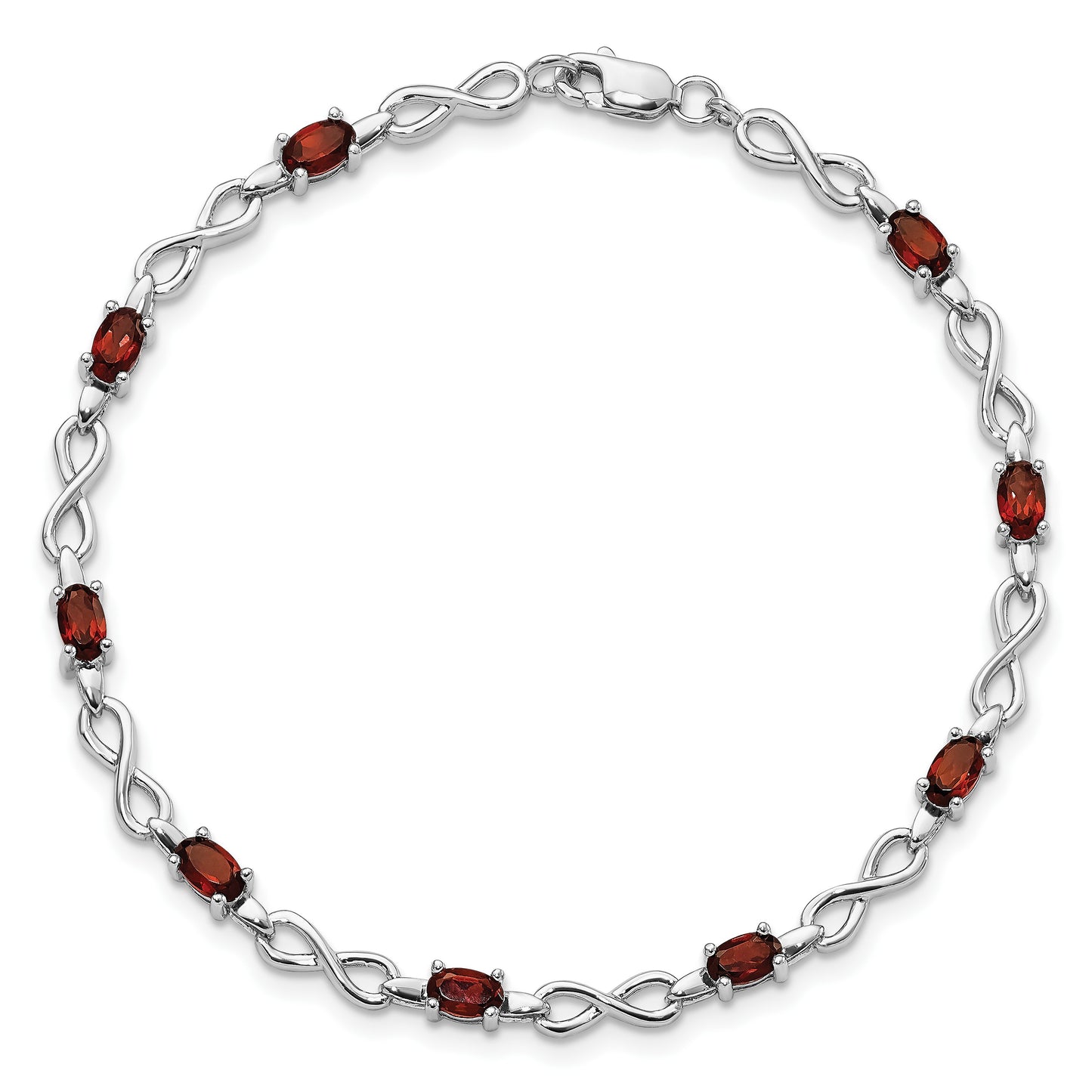 Sterling Silver Rhodium-plated Garnet Bracelet