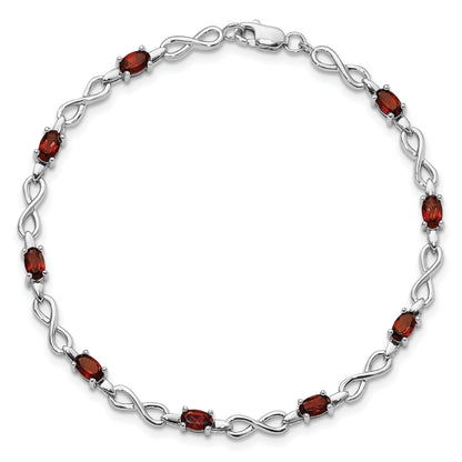 Sterling Silver Rhodium-plated Garnet Bracelet