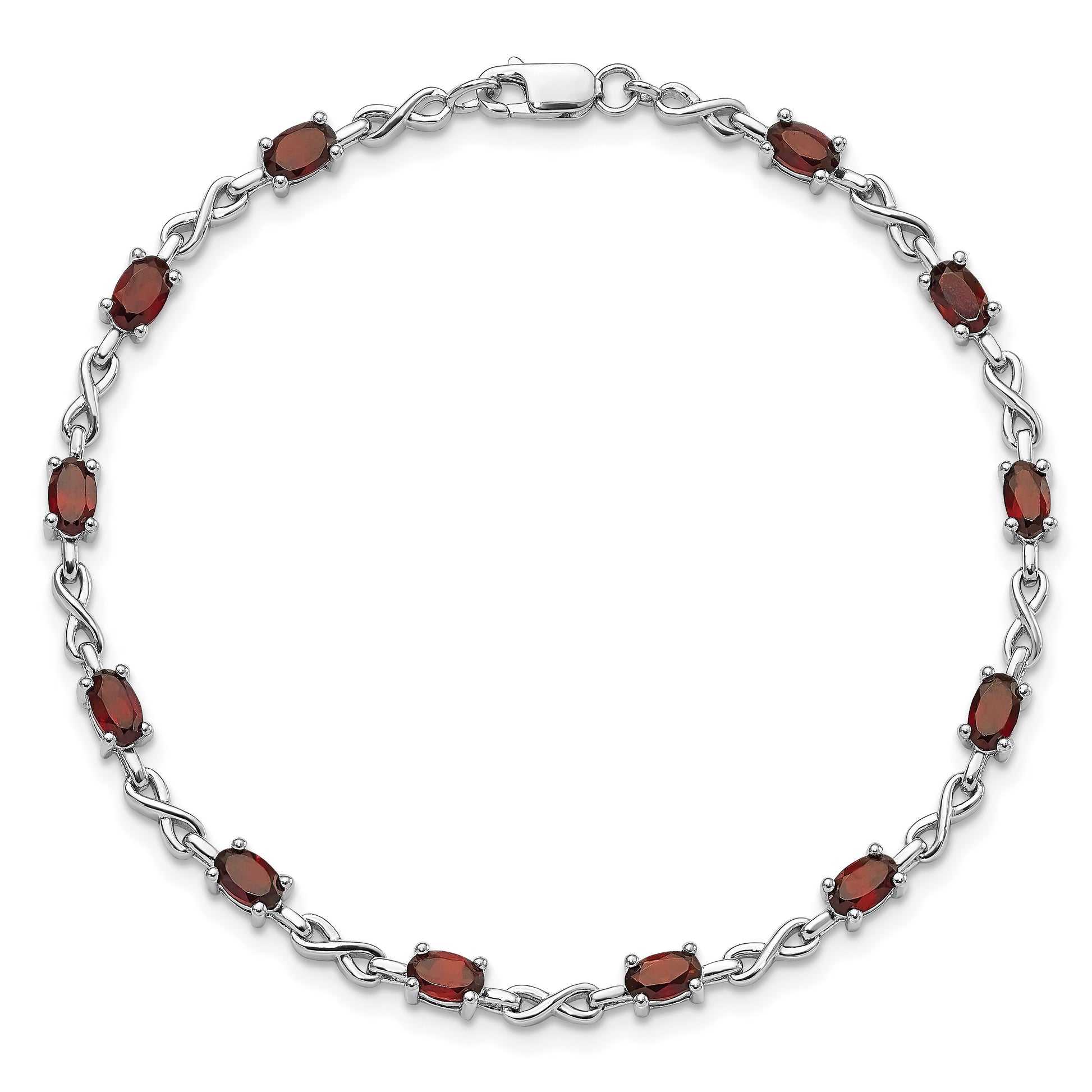 Sterling Silver Rhodium-plated Garnet Bracelet