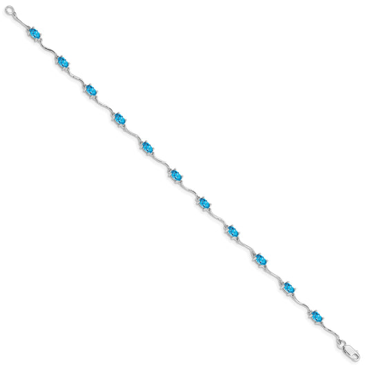 Sterling Silver Rhodium-plated Blue Topaz Bracelet