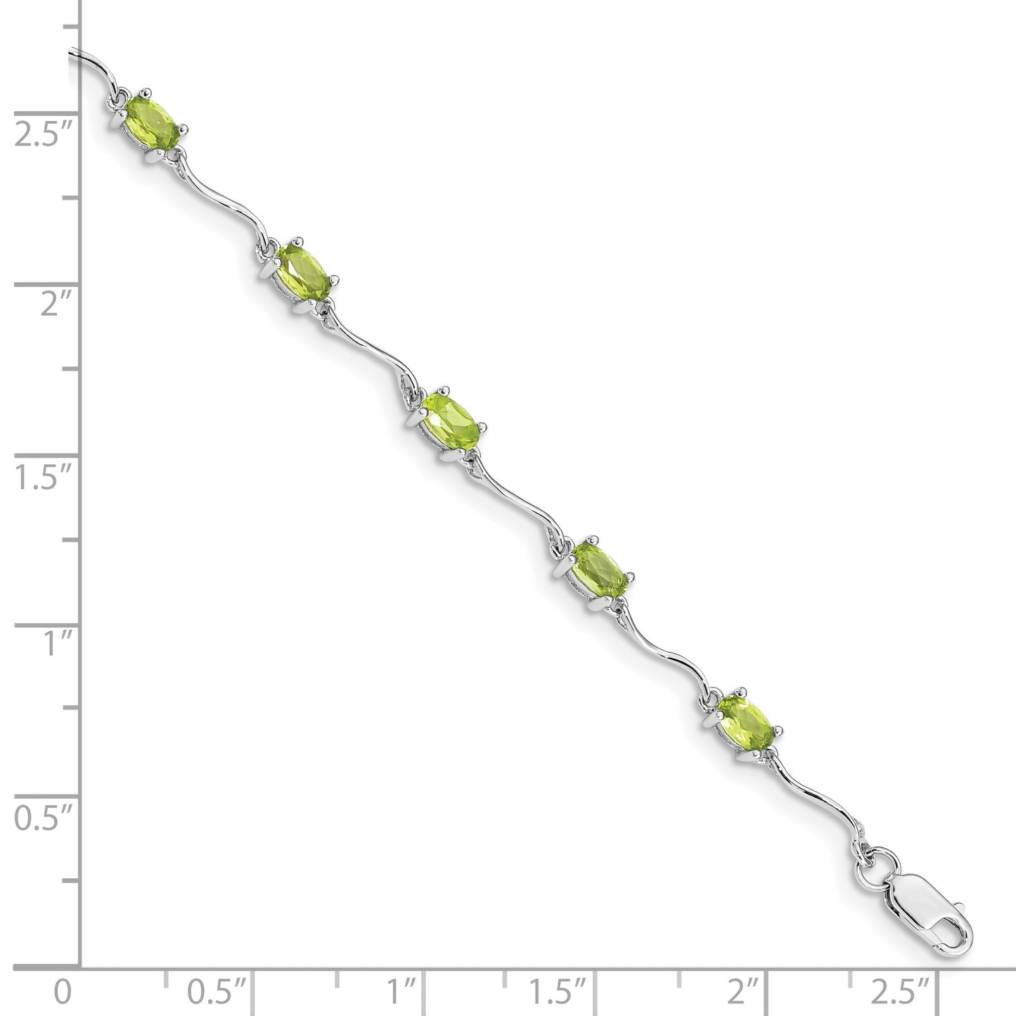 Sterling Silver Rhodium-plated Peridot Bracelet
