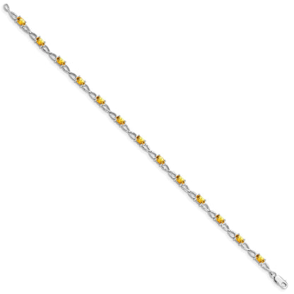 Sterling Silver Rhodium-plated Citrine Bracelet