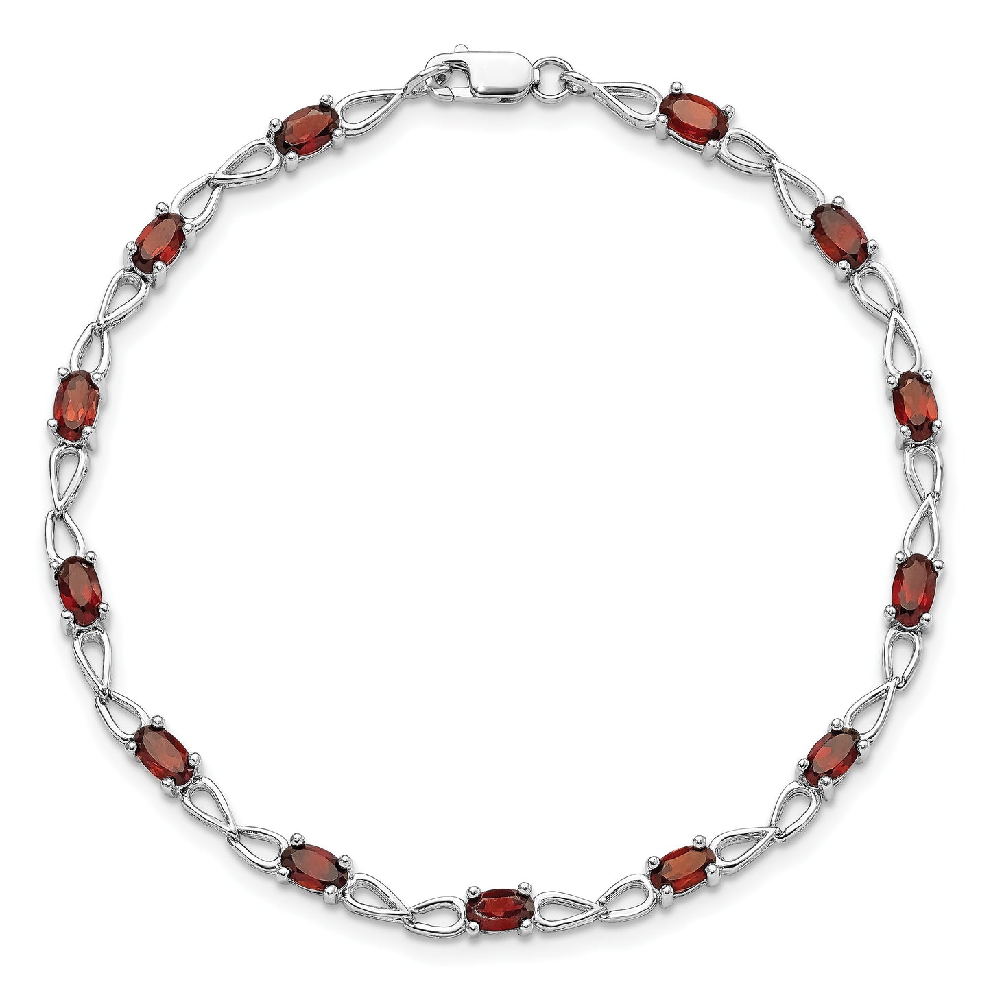 Sterling Silver Rhodium-plated Garnet Bracelet