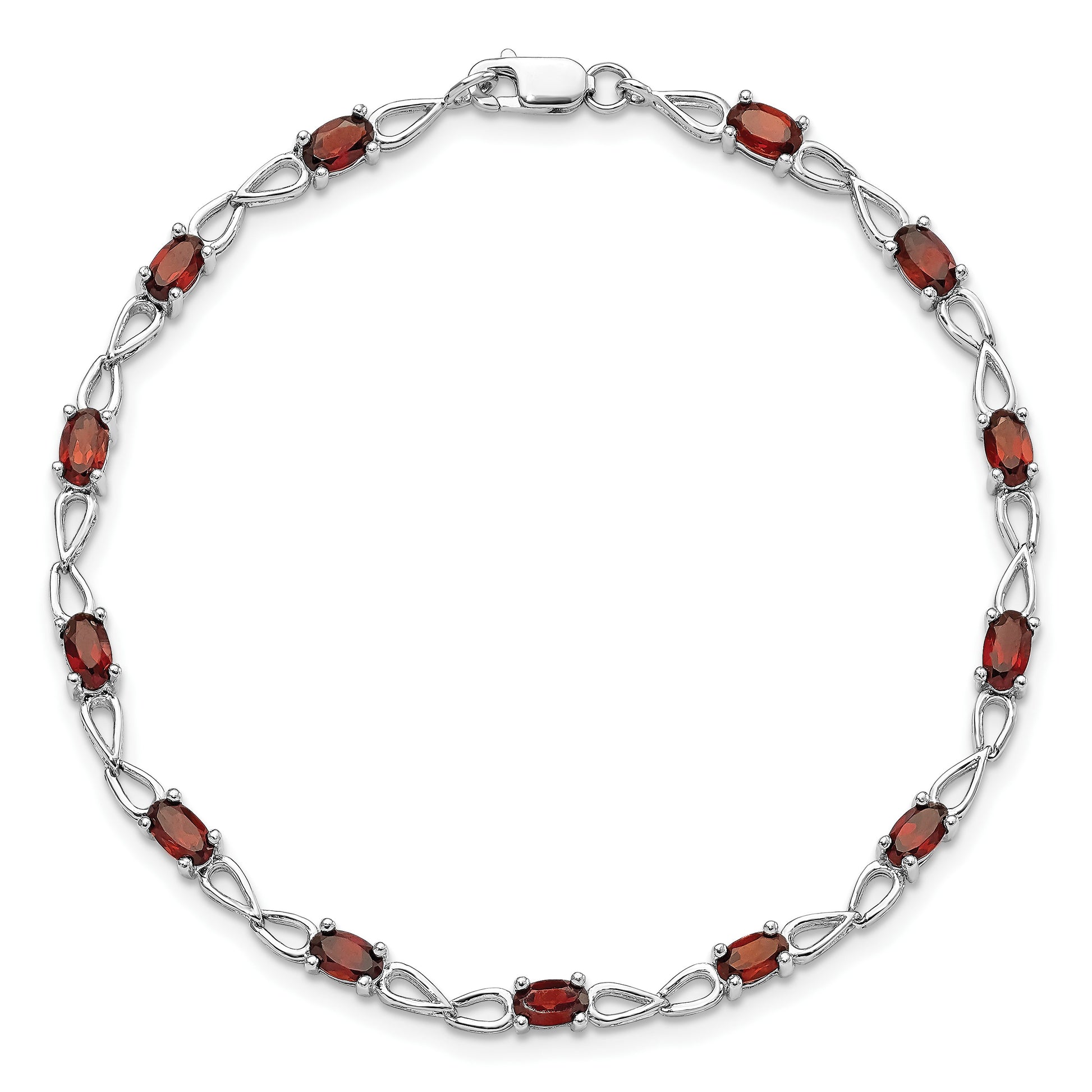 Sterling Silver Rhodium-plated Garnet Bracelet