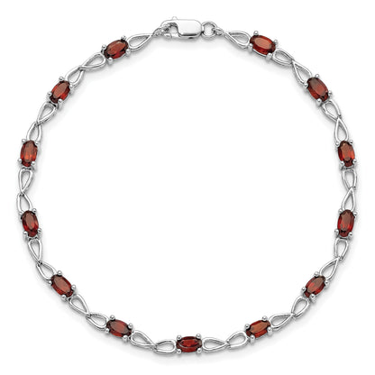 Sterling Silver Rhodium-plated Garnet Bracelet