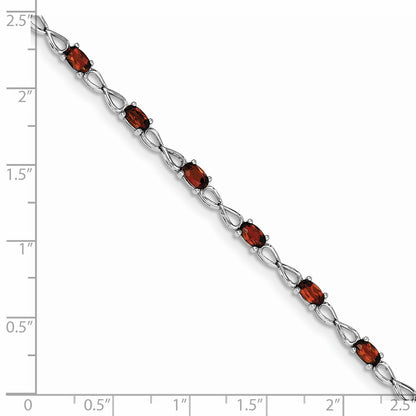 Sterling Silver Rhodium-plated Garnet Bracelet