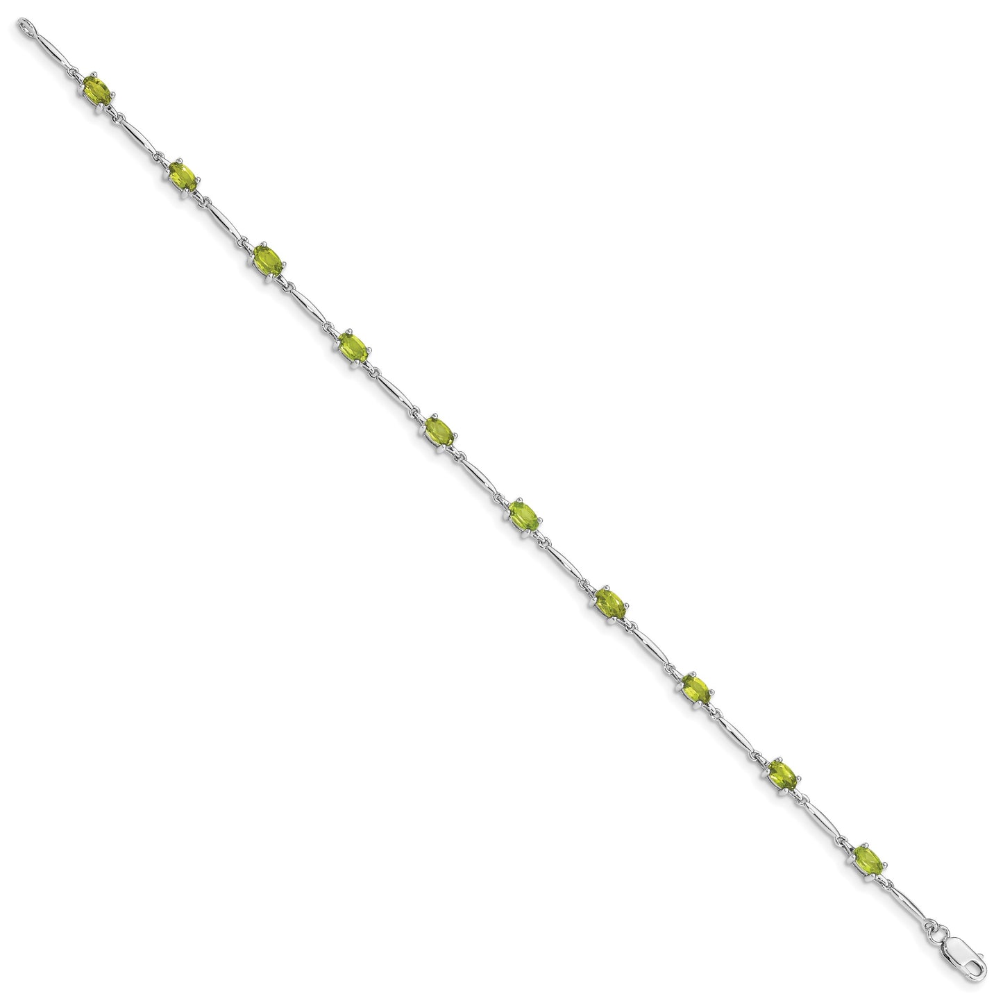 Sterling Silver Rhodium-plated Peridot Bracelet