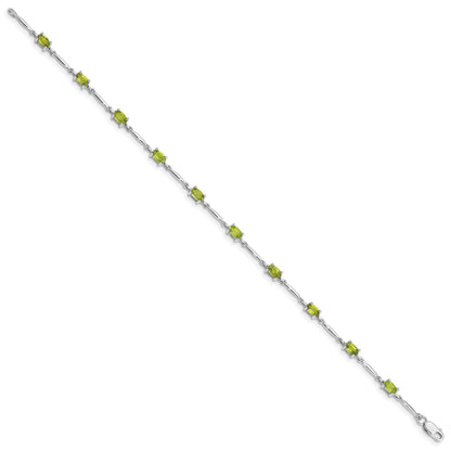 Sterling Silver Rhodium-plated Peridot Bracelet