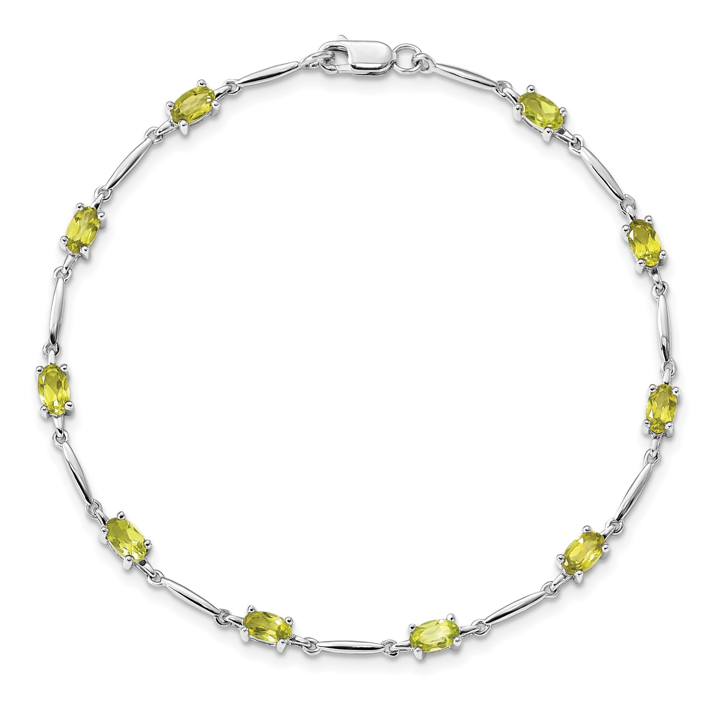 Sterling Silver Rhodium-plated Peridot Bracelet