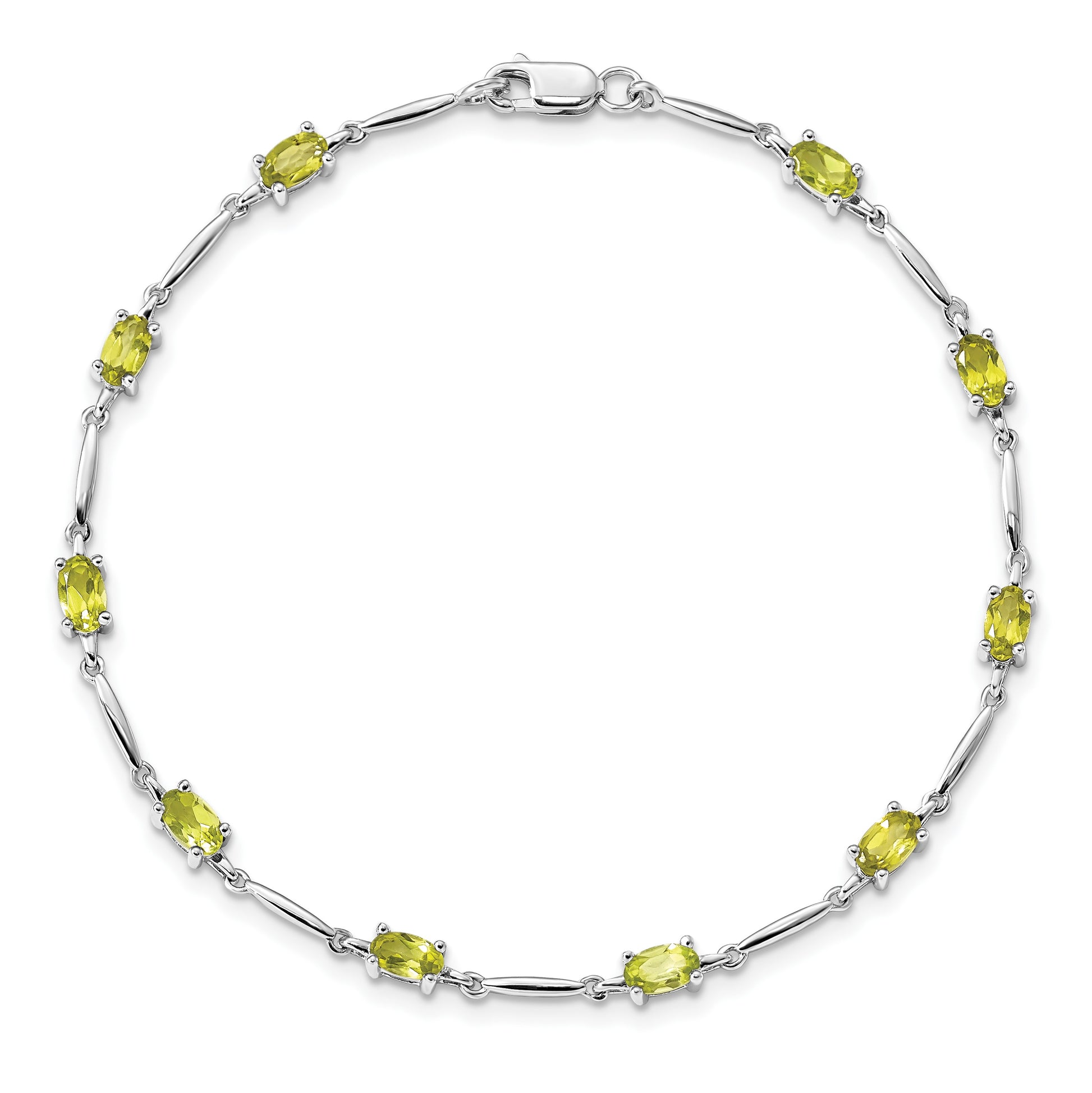Sterling Silver Rhodium-plated Peridot Bracelet