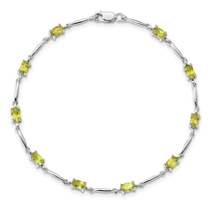 Sterling Silver Rhodium-plated Peridot Bracelet