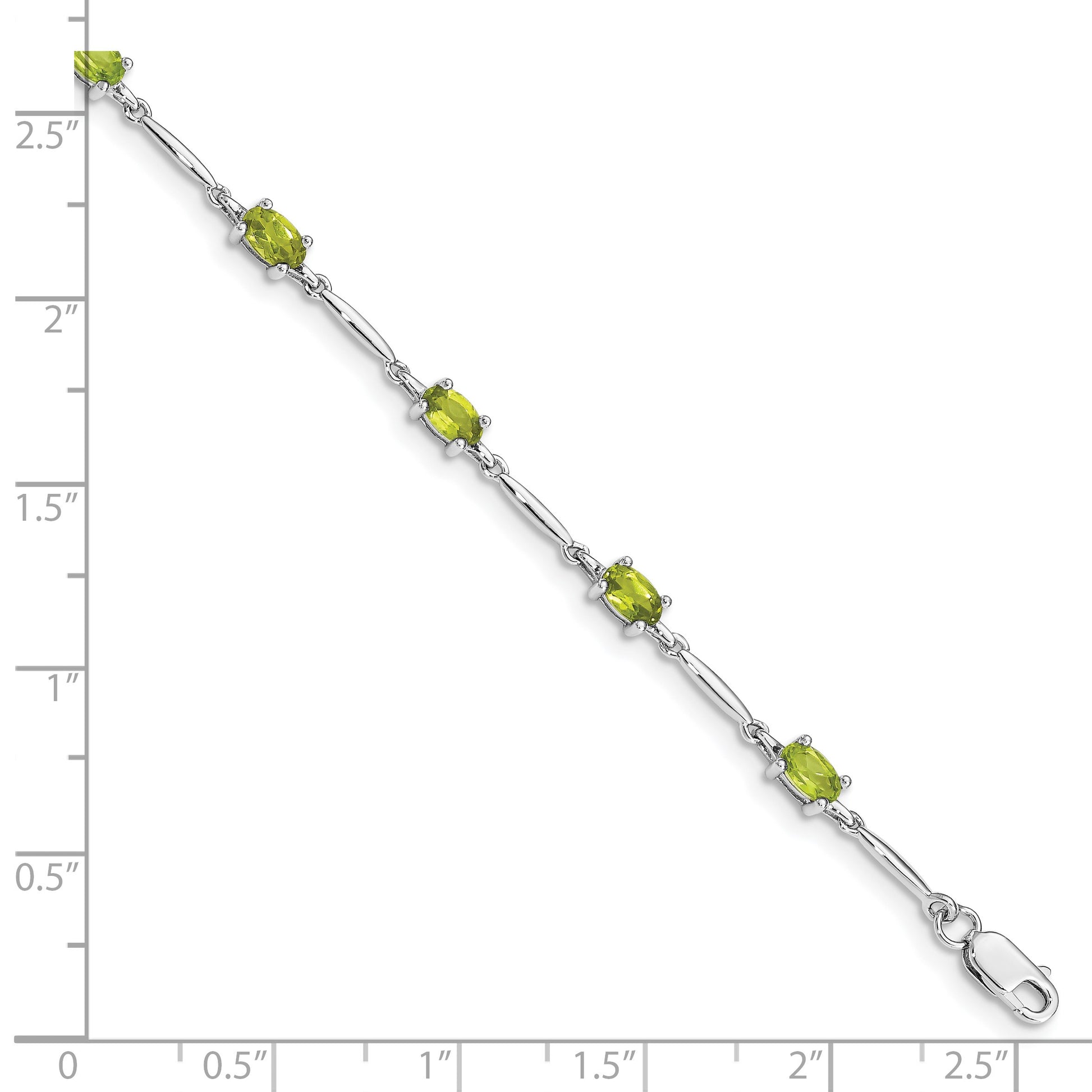 Sterling Silver Rhodium-plated Peridot Bracelet