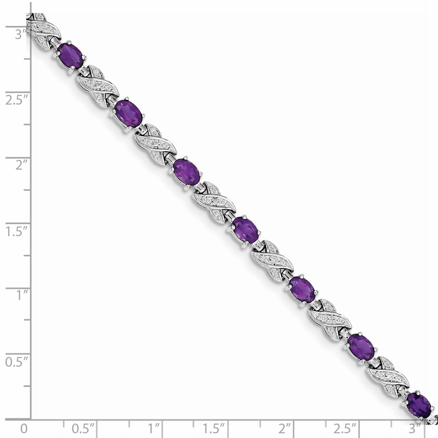 Sterling Silver Rhodium-plated Amethyst Bracelet