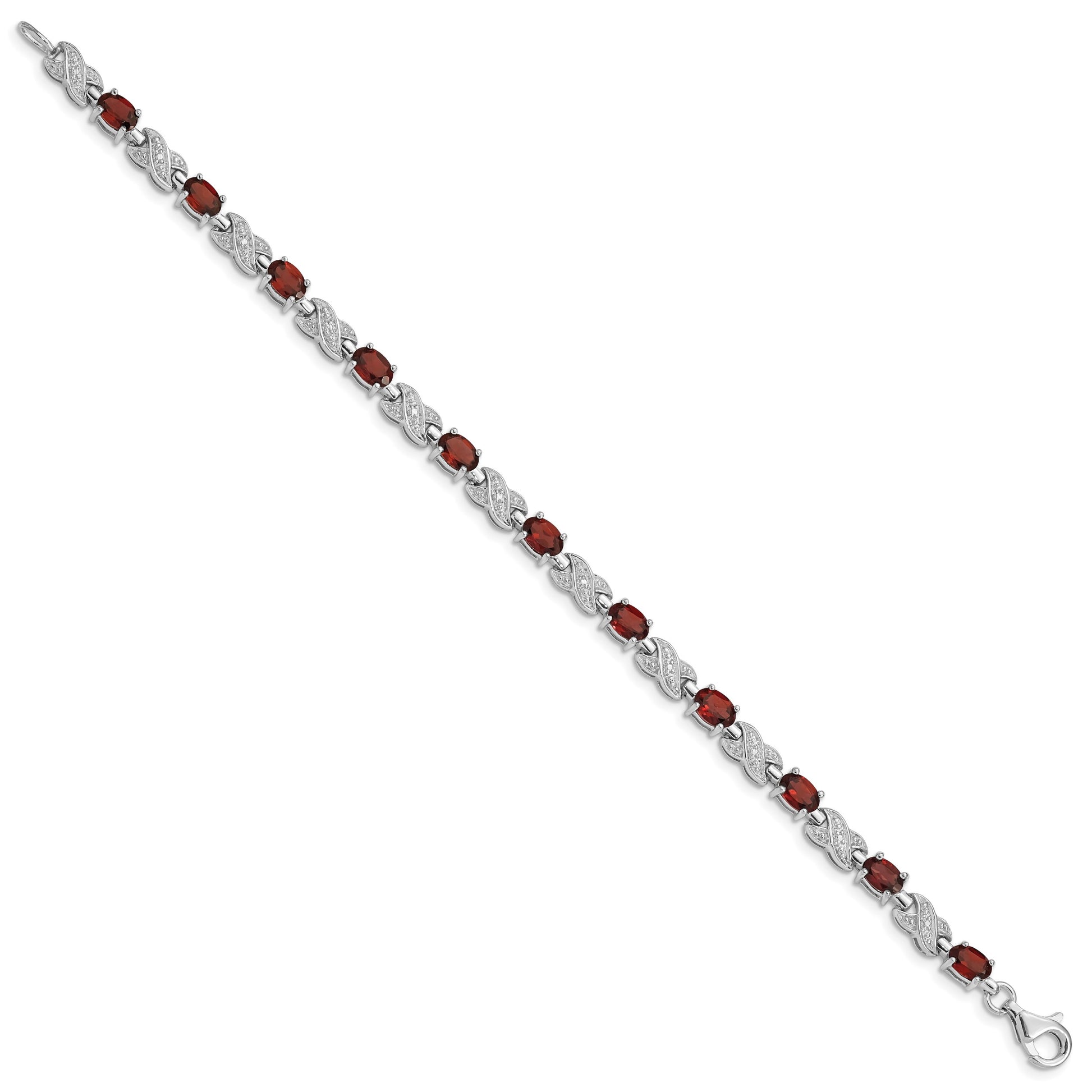Sterling Silver Rhodium-plated Garnet Bracelet