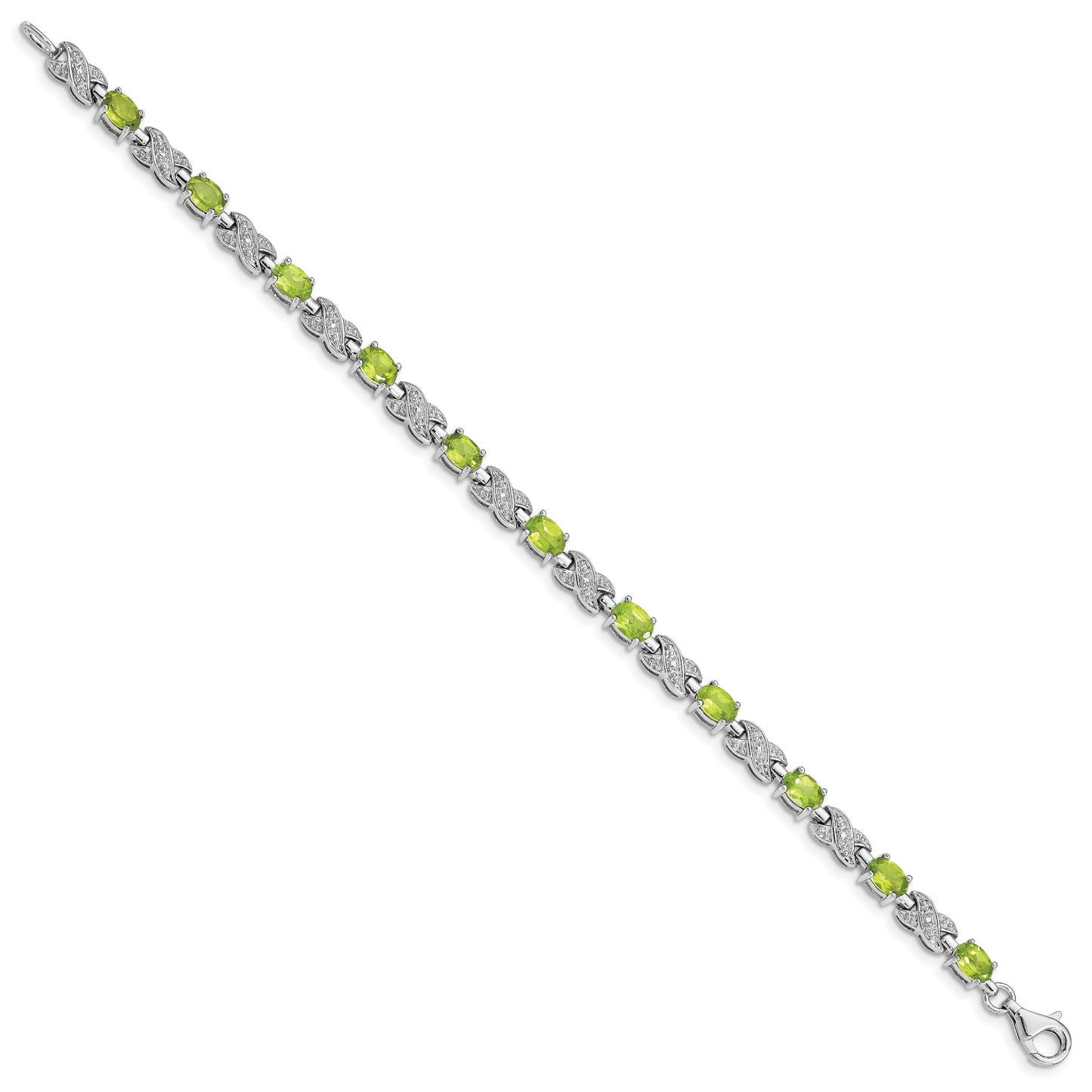 Sterling Silver Rhodium-plated Peridot Bracelet