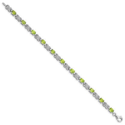 Sterling Silver Rhodium-plated Peridot Bracelet