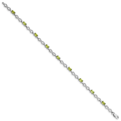 Sterling Silver Rhodium-plated Peridot Bracelet