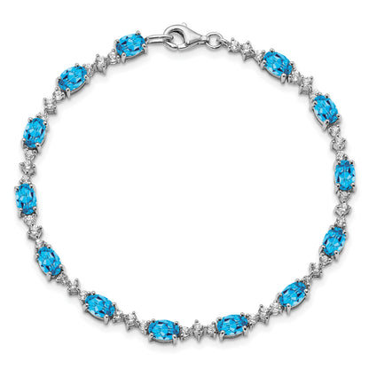 Sterling Silver Rhodium-plated Blue & White Topaz Bracelet