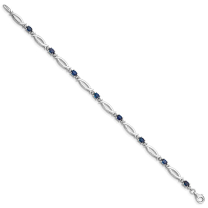 Sterling Silver Rhodium-plated Sapphire and Diamond Bracelet