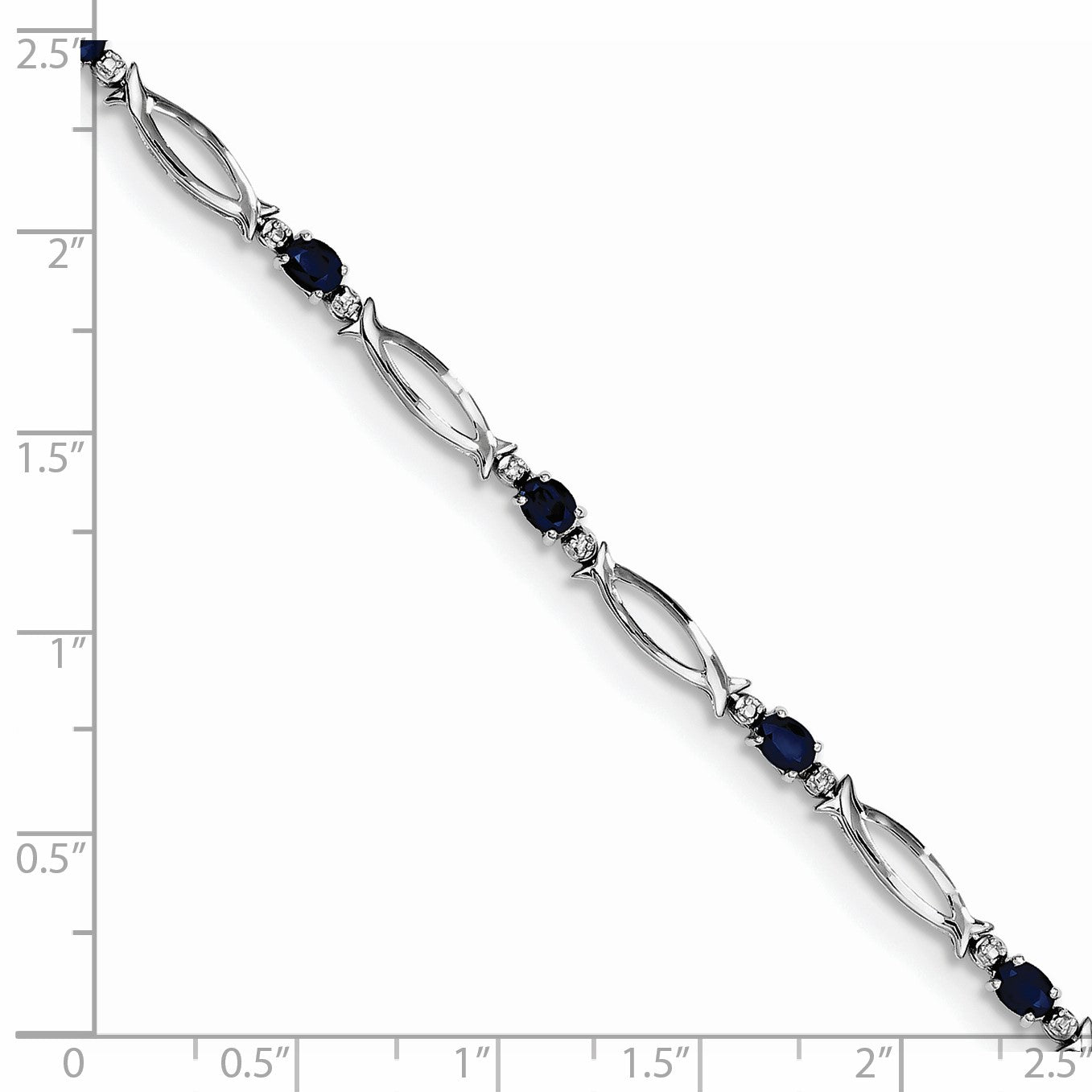 Sterling Silver Rhodium-plated Sapphire and Diamond Bracelet