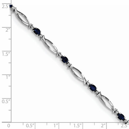 Sterling Silver Rhodium-plated Sapphire and Diamond Bracelet