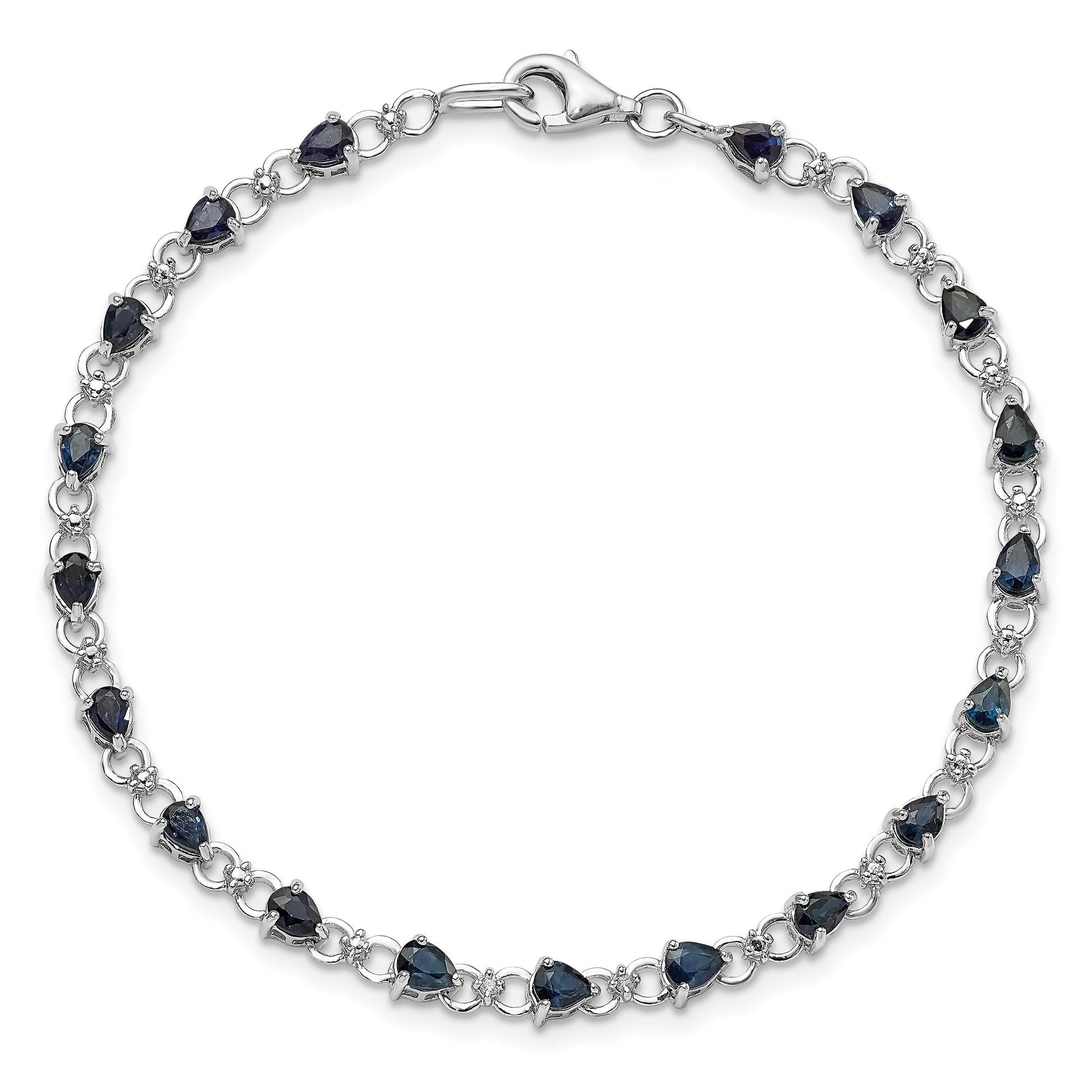 Sterling Silver Rhodium-plated Sapphire and Diamond Bracelet