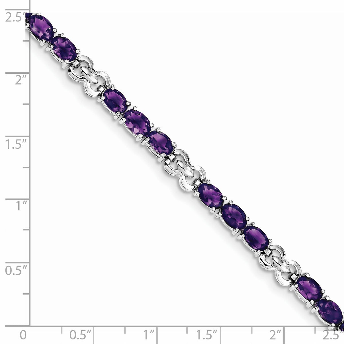 Sterling Silver Rhodium-plated Amethyst Bracelet