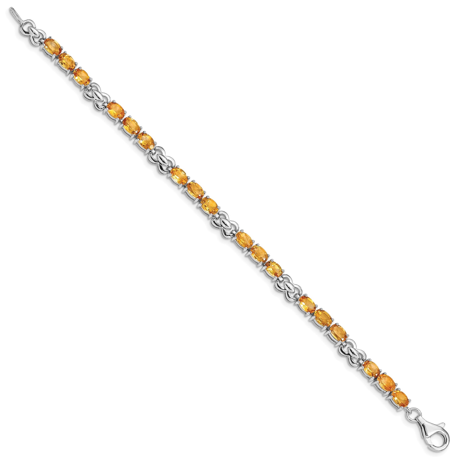 Sterling Silver Rhodium-plated Citrine Bracelet