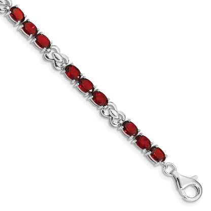 Sterling Silver Rhodium-plated Garnet Bracelet