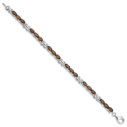 Sterling Silver Rhodium-plated Smoky Quartz Bracelet
