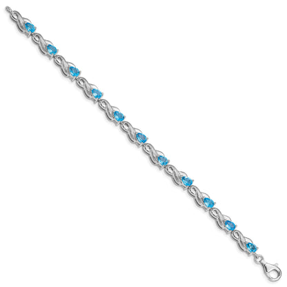 Sterling Silver Rhodium-plated Blue Topaz Bracelet