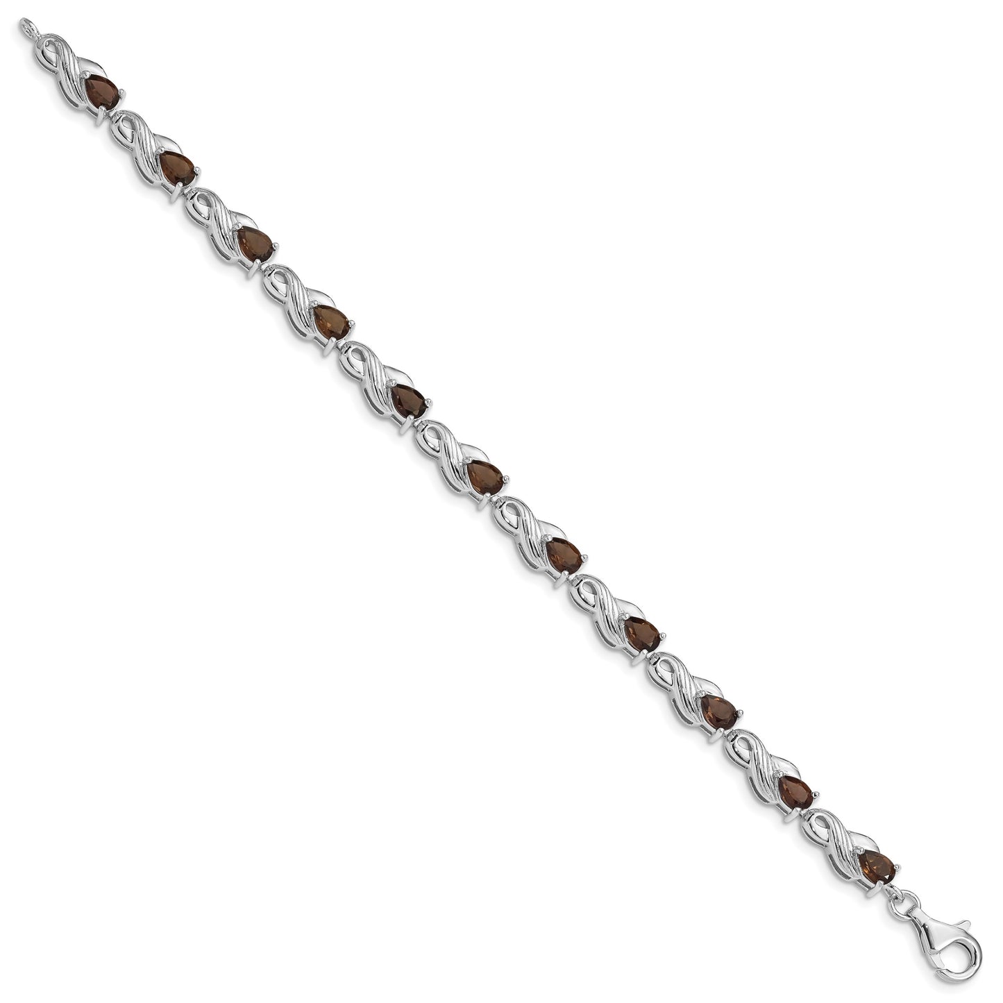 Sterling Silver Rhodium-plated Smoky Quartz Bracelet