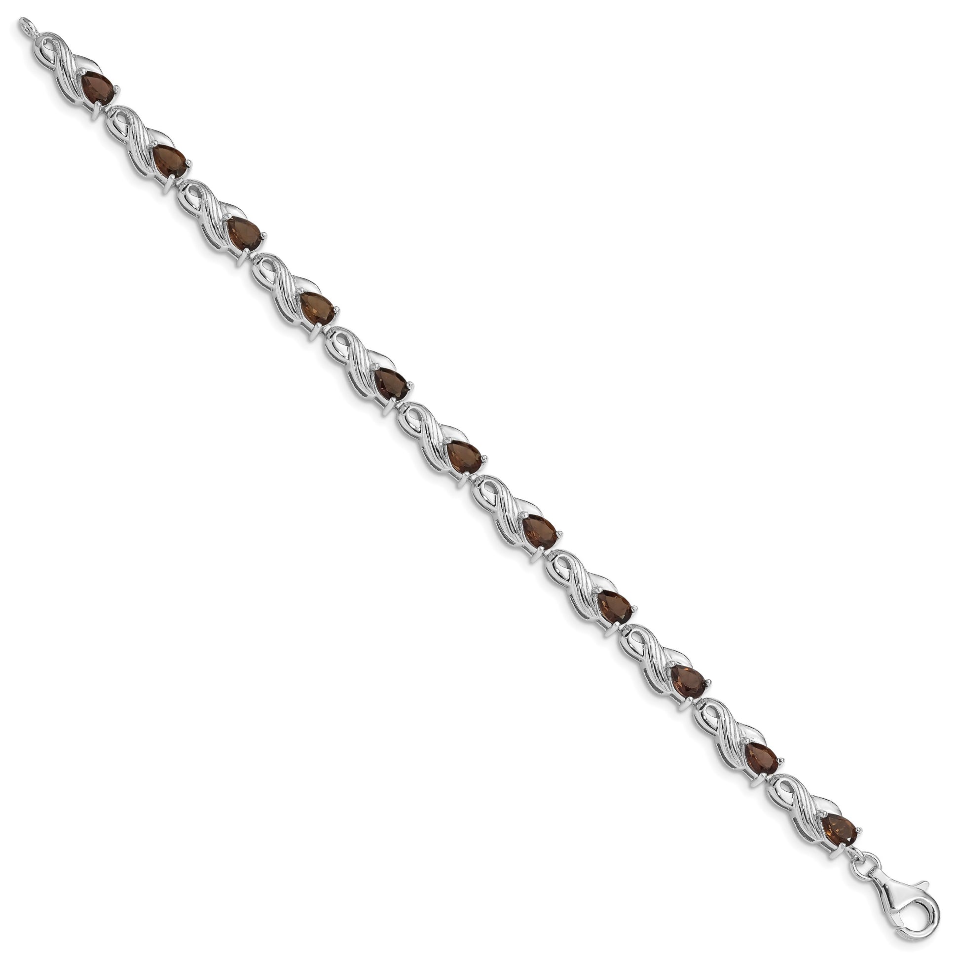 Sterling Silver Rhodium-plated Smoky Quartz Bracelet