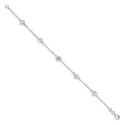 Sterling Silver Polished CZ Bracelet